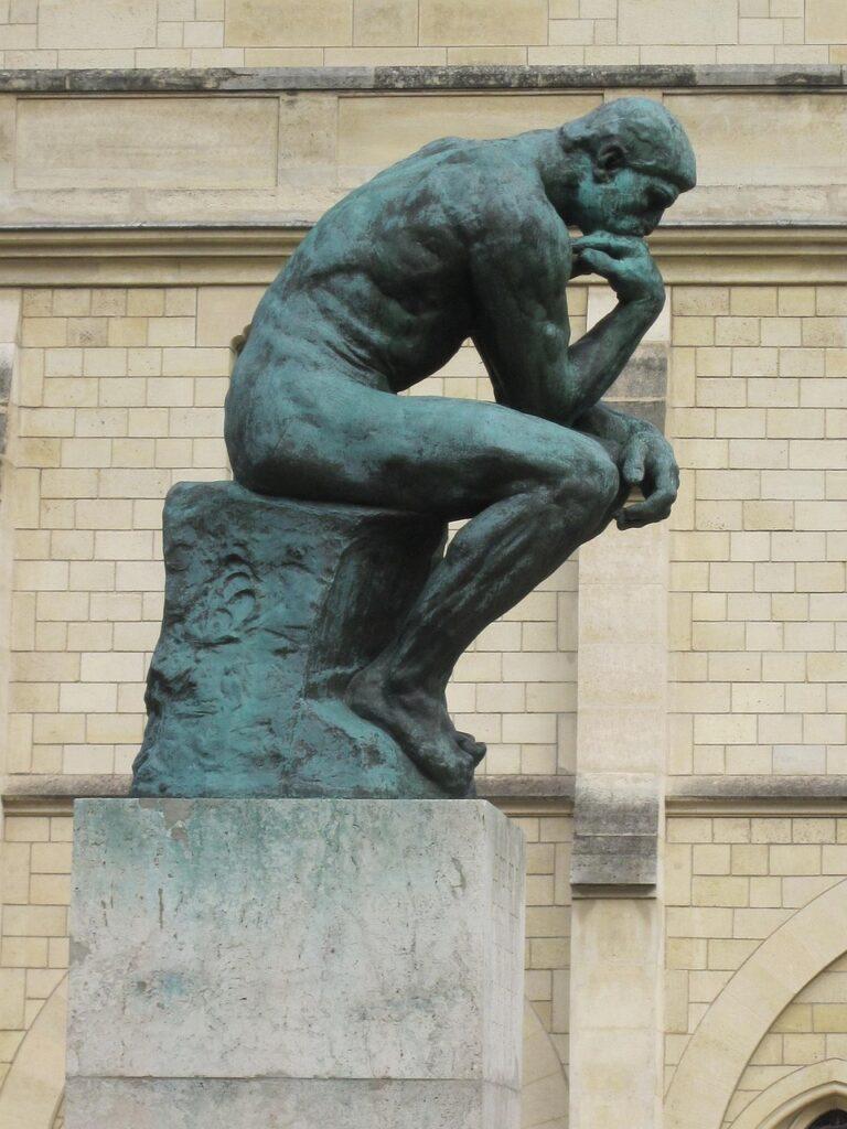 the thinker, bronze, sculpture, rodin, male, paris, france, rodin museum, dante alighieri